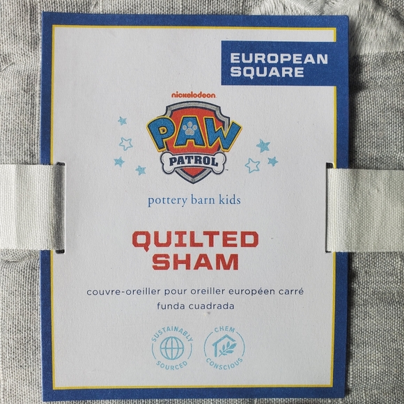 NEW Pottery Barn Kids Paw Patrol Quilted Sham Cotton Euro Square 26"x26" - Picture 2 of 6